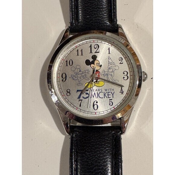 Disney Mickey Mouse 75 years of Mickey Silver Tone Watch New Battery - Picture 1 of 6